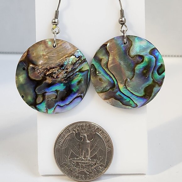 NIB Genuine Abalone Shell Inlay Toggle Bracelet & Earrings Stainless Set - Picture 6 of 16